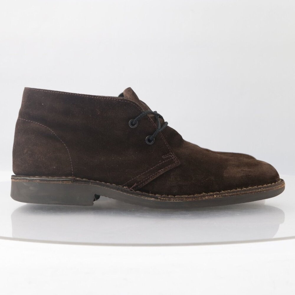 Bloomingdales Mens Chukka Boot Size 12 Brown Suede Lace Up Casual Plain Toe - Picture 4 of 13